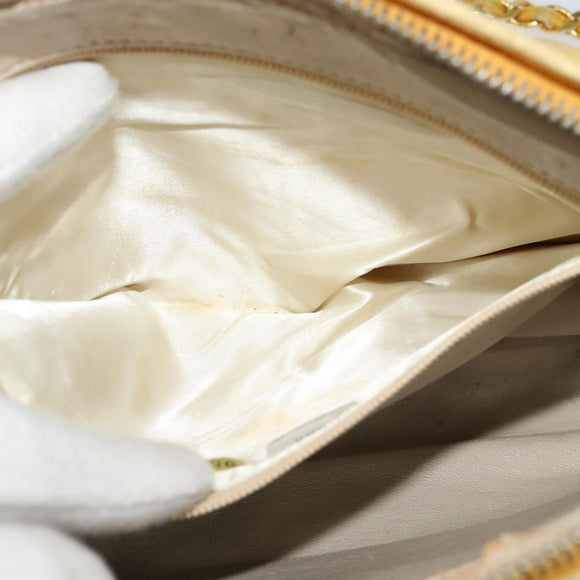 CHANEL Chain Shoulder Bag Lamb Skin Yellow Gold CC Auth gh258