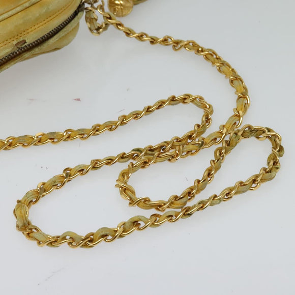 CHANEL Chain Shoulder Bag Lamb Skin Yellow Gold CC Auth gh258