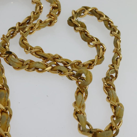 CHANEL Chain Shoulder Bag Lamb Skin Yellow Gold CC Auth gh258
