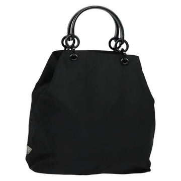 PRADA Hand Bag Nylon Black Silver Auth gh263