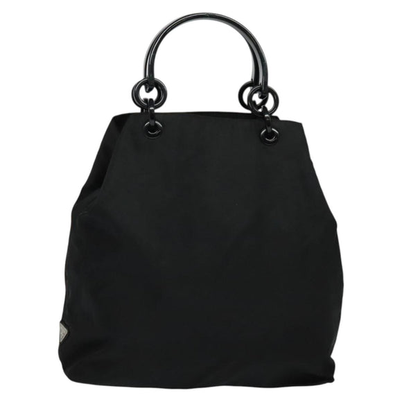 PRADA Hand Bag Nylon Black Silver Auth gh263