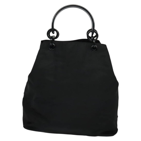 PRADA Hand Bag Nylon Black Silver Auth gh263