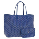 GOYARD Herringbone Saint Louis PM Tote Bag PVC Leather Blue Auth gh266-1