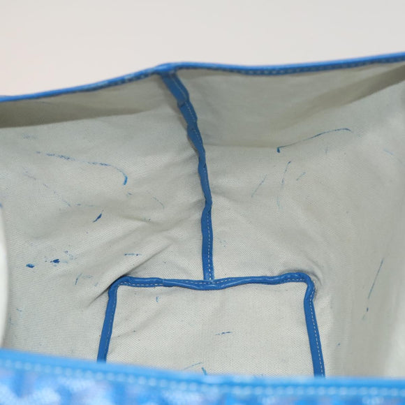 GOYARD Herringbone Saint Louis PM Tote Bag PVC Leather Blue Auth gh266