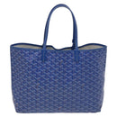 GOYARD Herringbone Saint Louis PM Tote Bag PVC Leather Blue Auth gh266-13