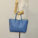 GOYARD Herringbone Saint Louis PM Tote Bag PVC Leather Blue Auth gh266-21