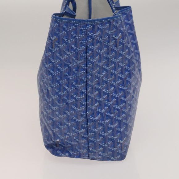 GOYARD Herringbone Saint Louis PM Tote Bag PVC Leather Blue Auth gh266