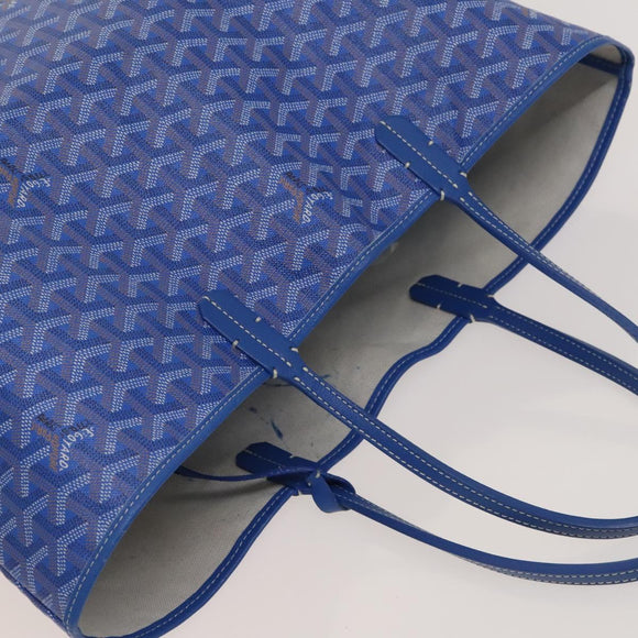 GOYARD Herringbone Saint Louis PM Tote Bag PVC Leather Blue Auth gh266