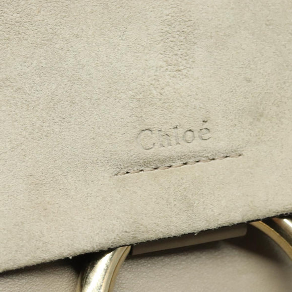 Chloe Fay Shoulder Bag Suede Leather Gold Gray Auth gh269