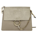 Chloe Fay Shoulder Bag Suede Leather Gold Gray Auth gh269-13