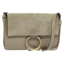 Chloe Fay Shoulder Bag Suede Leather Gold Beige Auth gh270-1