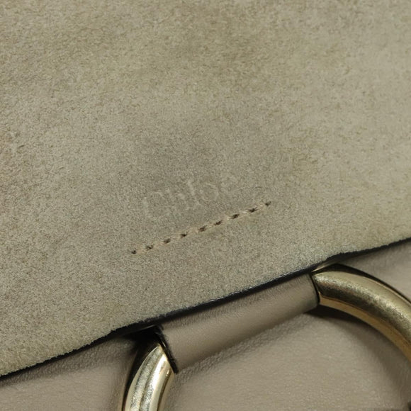 Chloe Fay Shoulder Bag Suede Leather Gold Beige Auth gh270
