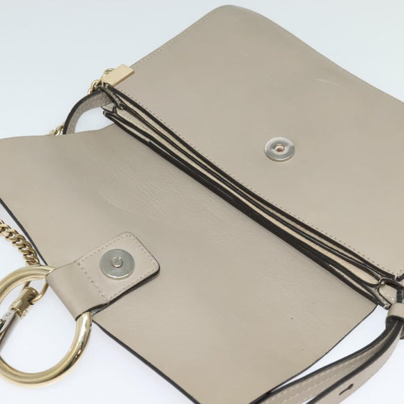 Chloe Fay Shoulder Bag Suede Leather Gold Beige Auth gh270