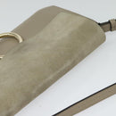 Chloe Fay Shoulder Bag Suede Leather Gold Beige Auth gh270-6