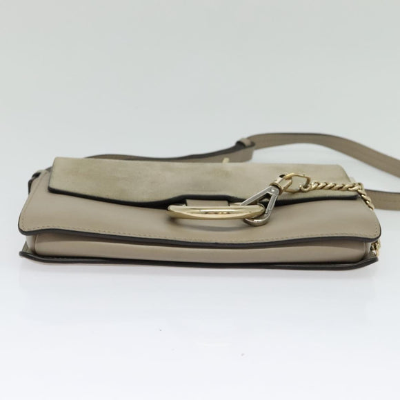 Chloe Fay Shoulder Bag Suede Leather Gold Beige Auth gh270