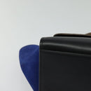 CELINE Trapeze Hand Bag Leather 2way Beige Gold blue Auth gh271-10