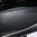 CELINE Trapeze Hand Bag Leather 2way Beige Gold blue Auth gh271-18