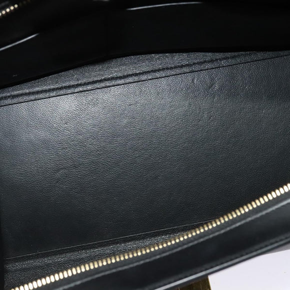 CELINE Trapeze Hand Bag Leather 2way Beige Gold blue Auth gh271