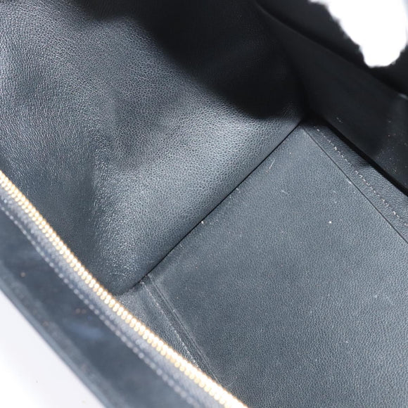 CELINE Trapeze Hand Bag Leather 2way Beige Gold blue Auth gh271