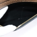 CELINE Trapeze Hand Bag Leather 2way Beige Gold blue Auth gh271-22