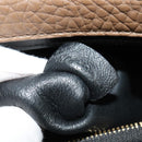 CELINE Trapeze Hand Bag Leather 2way Beige Gold blue Auth gh271-23