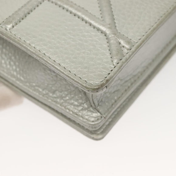 Christian Dior Diorama Chain Shoulder Bag Leather Silver Auth gh272