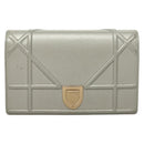 Christian Dior Diorama Chain Shoulder Bag Leather Silver Auth gh272-13