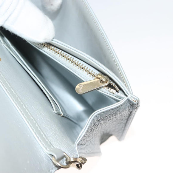 Christian Dior Diorama Chain Shoulder Bag Leather Silver Auth gh272