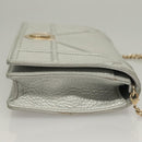Christian Dior Diorama Chain Shoulder Bag Leather Silver Auth gh272-3