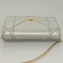 Christian Dior Diorama Chain Shoulder Bag Leather Silver Auth gh272-6