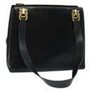 Salvatore Ferragamo Gancini Shoulder Bag Leather Black Gold Auth gh274-1