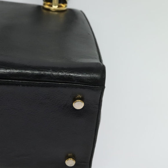 Salvatore Ferragamo Gancini Shoulder Bag Leather Black Gold Auth gh274