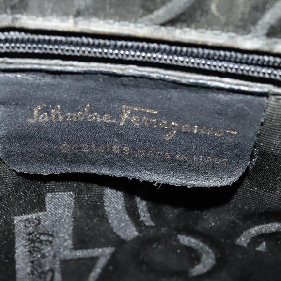 Salvatore Ferragamo Gancini Shoulder Bag Leather Black Gold Auth gh274