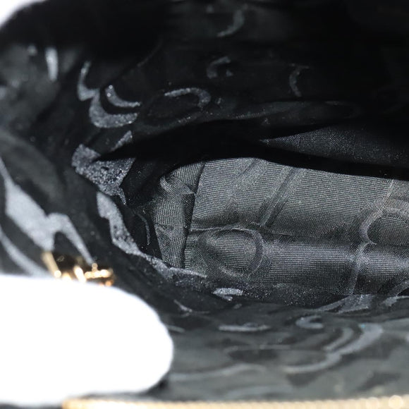 Salvatore Ferragamo Gancini Shoulder Bag Leather Black Gold Auth gh274