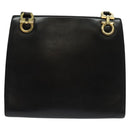 Salvatore Ferragamo Gancini Shoulder Bag Leather Black Gold Auth gh274-3