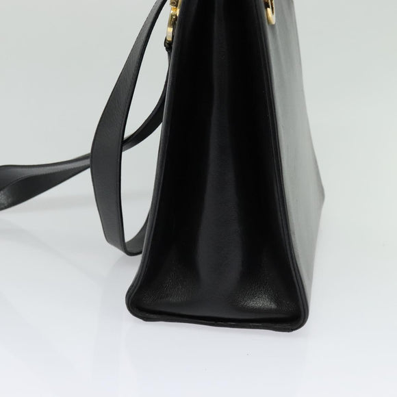 Salvatore Ferragamo Gancini Shoulder Bag Leather Black Gold Auth gh274