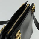 Salvatore Ferragamo Gancini Shoulder Bag Leather Black Gold Auth gh274-6