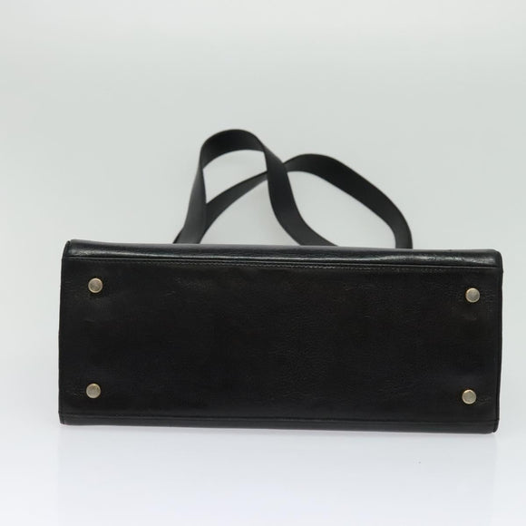 Salvatore Ferragamo Gancini Shoulder Bag Leather Black Gold Auth gh274