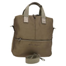 Salvatore Ferragamo Tote Bag Nylon 2way Beige Silver Auth gh287-1