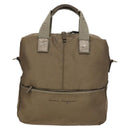 Salvatore Ferragamo Tote Bag Nylon 2way Beige Silver Auth gh287-2