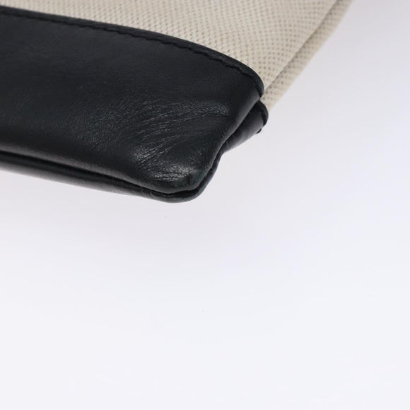 BALENCIAGA Clutch Bag Canvas Leather White black 373834 Auth gh296