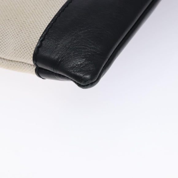 BALENCIAGA Clutch Bag Canvas Leather White black 373834 Auth gh296
