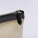 BALENCIAGA Clutch Bag Canvas Leather White black 373834 Auth gh296-8