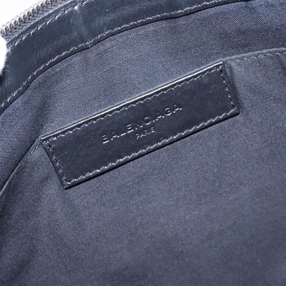 BALENCIAGA Clutch Bag Canvas Leather White black 373834 Auth gh296