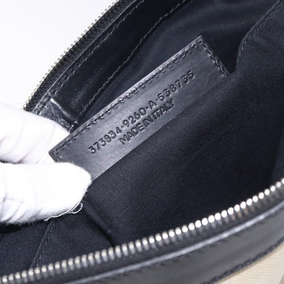 BALENCIAGA Clutch Bag Canvas Leather White black 373834 Auth gh296