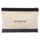 BALENCIAGA Clutch Bag Canvas Leather White black 373834 Auth gh296-13