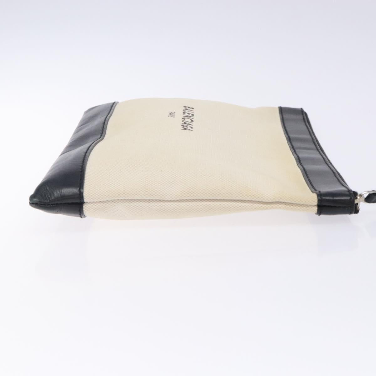 BALENCIAGA Clutch Bag Canvas Leather White black 373834 Auth  BALENCIAGA Clutch Bag Canvas Black White main image 0