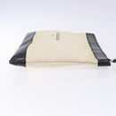 BALENCIAGA Clutch Bag Canvas Leather White black 373834 Auth gh296-3