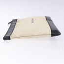 BALENCIAGA Clutch Bag Canvas Leather White black 373834 Auth gh296-4