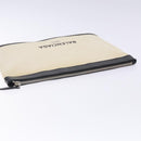 BALENCIAGA Clutch Bag Canvas Leather White black 373834 Auth gh296-5